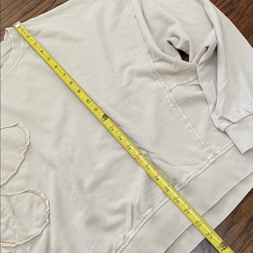 Easel Flower Patch Washed Terry Knit Pullover, ecru cream, size M - Picture 11 of 13